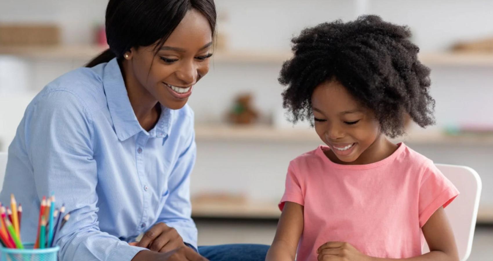 Educational psychologist working with a child